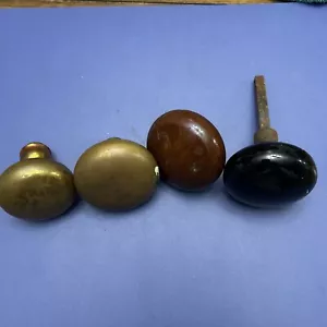 Vintage Lot Of 4 Antique Door Knobs Metal, Brass, Porcelain - Picture 1 of 17