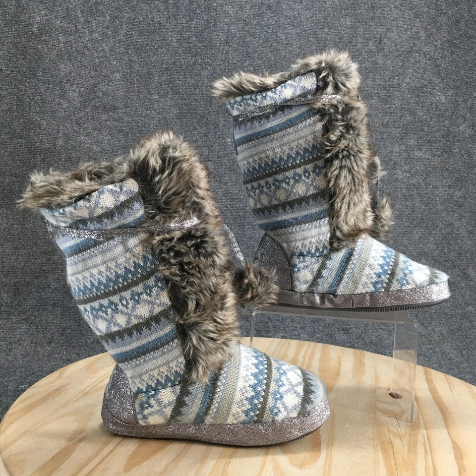Muk Luks Slippers Womens 5-6 Jewel Pom Pom Bootie Multi Faux Fur Lined Comfort - Image 1 of 4