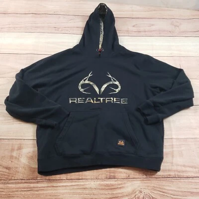 RealTree Sweater Mens Extra Large Black Brown Camo Hoodie Sweatshirt Adult XL - Image 1 of 4