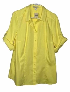New COLDWATER CREEK 18W 1X Button Up No Iron  Blouse Wrinkle Free Yellow NWT - Picture 1 of 7