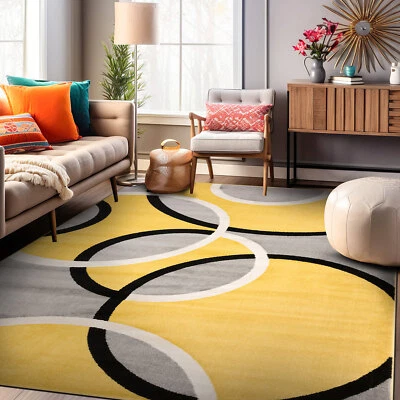 Rugshop Area Rugs Contemporary Abstract Circles Carpet 8x10 Living Room Rugs New - Image 1 of 4