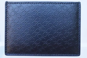 New Salvatore Ferragamo Men's Black Wallet Credit Card Holder Gancio - Picture 1 of 12