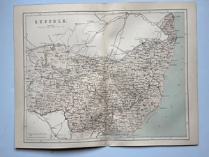 1868 antique chromolithograph county map of Suffolk England - Picture 1 of 7