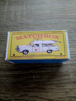 Matchbox Regular Wheels No3 Mercedes Ambulance  - Replica / Copy Box only - Image 1 of 3