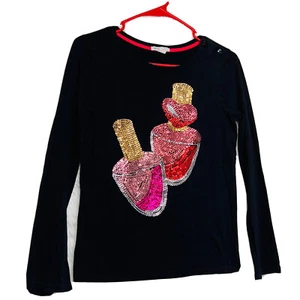Gap Girls Shirt Size XXL (14-16) Black Long Sleeve Nail Polish Embroidered - Picture 1 of 8