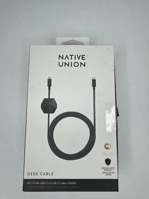 Native Union Desk Cable USB C to USB C 8ft 100W cable for macbook tablets chrome - Image 1 of 4
