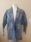 Vintage GOLDEN RIVER Tae Ya Beads Pearls Studded Jean Jacket Size S *NO BUTTON*