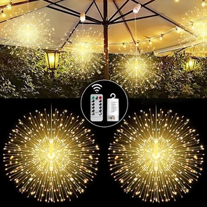 2Pack 200LED Copper Wire Starburst Lights Hanging Lights Waterproof Fairy Lights - Picture 1 of 14