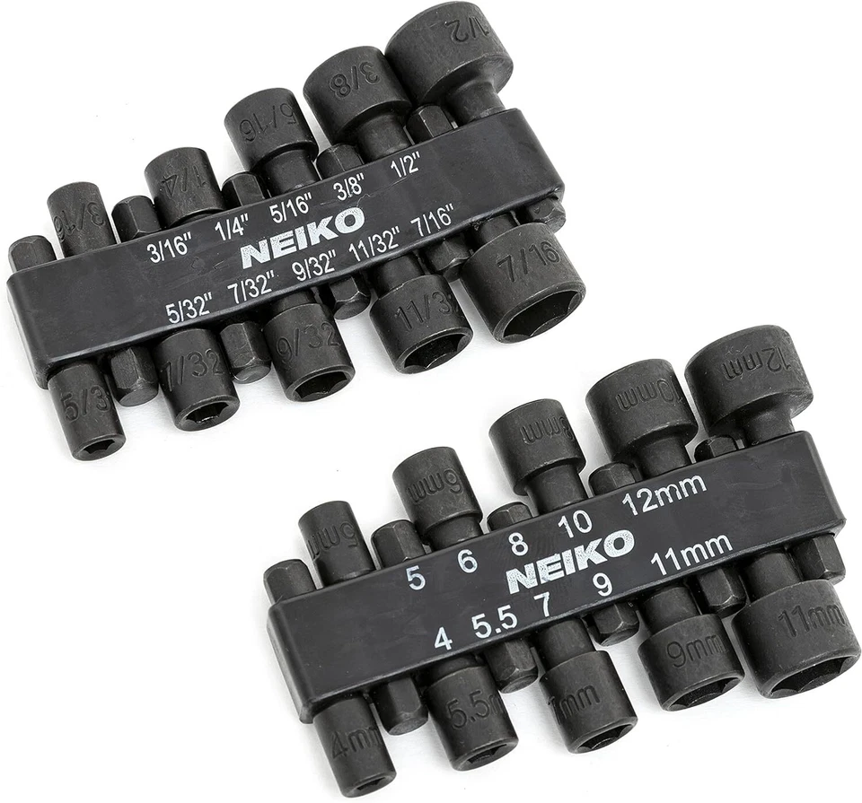 NEIKO 10068A Nut Driver Set For Impact Drill Bit Sae and Metric