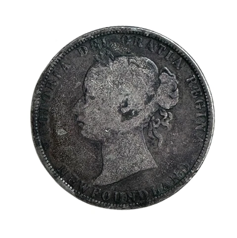 Newfoundland 50 Cent Sterling Silver Half 1873 Fifty Cent Piece Reverse Damaged Cover