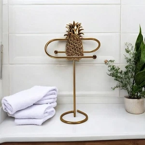 Toallero doble toallero de pie tocador de baño piña latón de colección 18,5" - Imagen 1 de 15