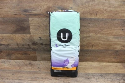 Maxi almohadillas femeninas U By Kotex limpias y seguras 28 unidades durante la noche sin perfume Foto 1 de 2