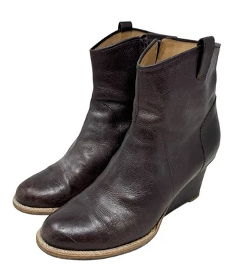 Maison Martin Margiela Brown Leather Rope Trim Wedge Ankle Booties Boots Sz 8 - Image 1 of 4