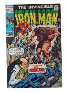 Invincible Iron Man #24 (1970) 1ª app de El Minotauro. Aplicación Madame Masque. Crudo - Imagen 1 de 24