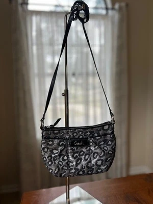 Bolso pequeño Coach Madison con estampado de leopardo ocelote plateado/negro Foto 1 de 4