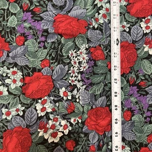 Country Side Collection Hoffman California Red Rose Floral Cotton Fabric 2.6 Yd - Picture 1 of 5