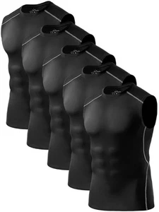 5 Pack Men's Dry Fit Workout Tank Top Muscle Sleeveless Shirts for Men Compre... - Picture 1 of 5