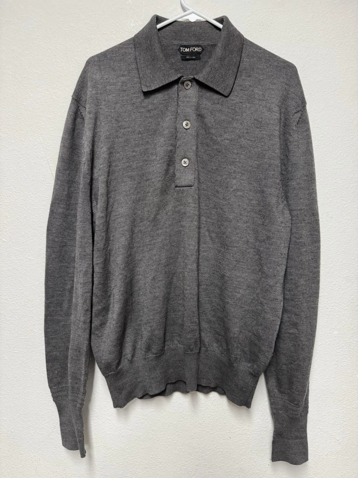 Suéter Polo Tom Ford Cachemir, Seda, Lana, Gris Talla 54 Foto 1 de 4