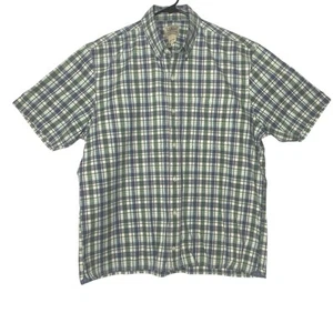 LL Bean Herren kurzes SS Hemd Gr. M Traditional Fit blau grün kariert Sommer Papa - Bild 1 von 4