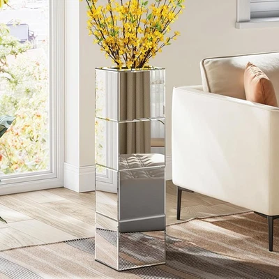 Jarrón de piso de vidrio plateado de 27,5" de alto, jarrones de vidrio decorativos modernos para flores Foto 1 de 4