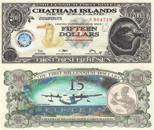 Chatham Islands 15 Dollars (2001) - Big Sea Plane/NIP UNC - Picture 1 of 3