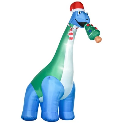 11ft Long Christmas Inflatable Outdoor Dinosaur Blow-Up LED Yard Decoration - Image 1 of 4