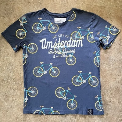 FOX Originals Amsterdam T-Shirt Mens Large Bike Bicycle Cycling All Over Print - Image 1 of 4