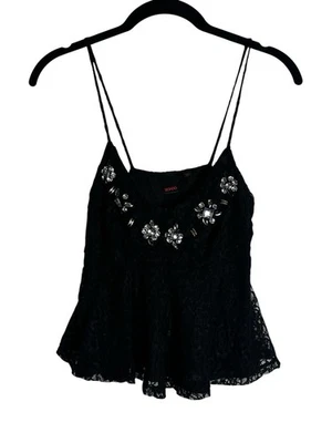 Бонго черный кружевной Babydoll укороченный верхний Y2K темно фея гранж стразы размер S - Изображение 1 из 4