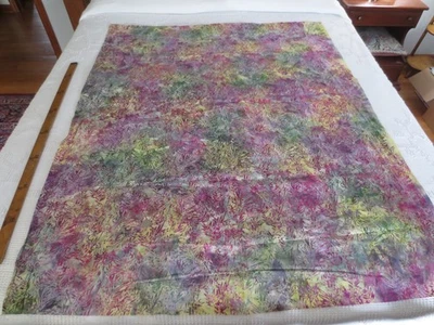 4771.  Magenta & Grey BATIK LEAVES COTTON FABRIC - 44" x 1-1/2 yds. - Image 1 of 2