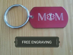 FREE ENGRAVING (PERSONALIZED) EMT EMS Paramedic Mom Keychain Key Ring Metal - Picture 1 of 4
