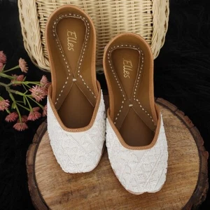 Punjabi Jutti | White | Original Leather | Khusa | Premium - Picture 1 of 7