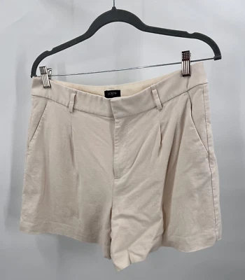 Pantalones Cortos J.Crew Mujer 8 Mezcla Viscosa y Lino Reimaginados Crema Preppy Oficina Foto 1 de 4