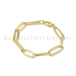 Chunky Paperclip Bracelet Solid 14k Yellow Gold Link Chain Jewelry for Women - Picture 1 of 8