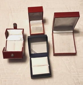 Caja de anillos azul marino joyería anillo caja de regalo boda compromiso soporte estuche de almacenamiento - Imagen 1 de 9