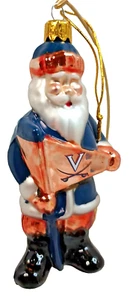 University of Virginia UVA  Santa Glass Ornament New Box Damage - Picture 1 of 12