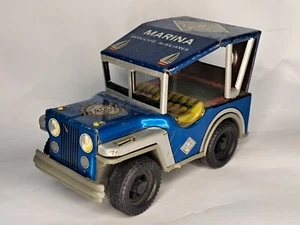 PAYVA blue Jeep Navy 3,75" Made in Spain vintage friction tin toy rare car coche - Imagen 1 de 10