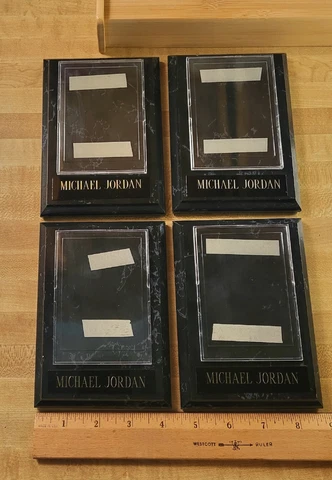 4 Vintage Michael Jordan Card Holders on Plaques - Marbled Black (Empty) Cover