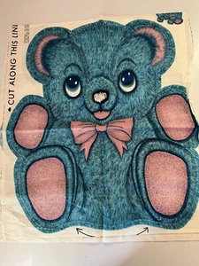 Vintage blau Teddybär Baumwollstoff Panel Cut N Sew Kissen-New Old Stock! Liebling - Bild 1 von 2