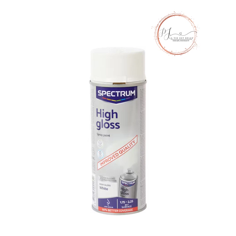 Spectrum Sprühfarbe Lack Spray | 400 ml | Weiß Hochglanz | Innen & Außen - Bild 1 von 1