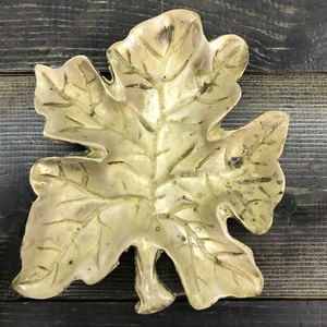Heavy Metal Leaf Decor Trinket Dish Gold Color - Picture 1 of 8