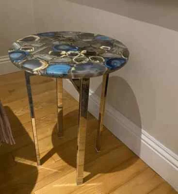 18" Mix Agate Table Top Natural stones Handmade Home Office Decor - Image 1 of 3