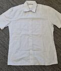 YVES ST LAUREN Men's Short Sleeve Check Shirt Size Medium-Point Collar  Cotton 
