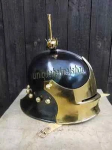 Medieval German Sallet Helmet Medieval 15th Century Helmet With Brass & Black - Picture 1 of 5