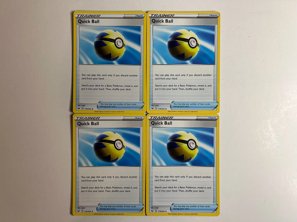 Pokemon TCG: 4X Quick Ball - Sword & Shield Base Set - 179/202 Uncommon  - Image 1 of 1