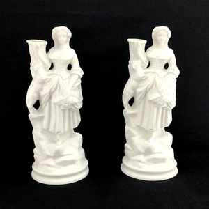 Set of 2 Portmeirion Parian Ware Bisque Candle Sticks  The Shepherdress 9 3/4" T - Picture 1 of 21