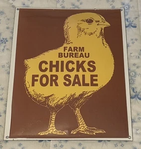 FARM BUREAU - CHICKS FOR SALE - PORCELAIN SIGN 13"x16" Heavy 2-lbs 4oz Beautiful - Picture 1 of 9