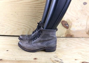 Sendra Boots Womens 9 Gray Leather Wing Tip Oxfords Granny Victorian Shoes - Picture 1 of 8