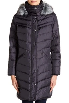 Abrigo midi acolchado Michael Kors V6710 Missy con capucha recortada de piel sintética talla M Foto 1 de 3