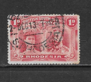 RHODESIA SCOTT 102 USED F/VF - 1910 1p ROSE CAR - QUEEN MARY AND KING GEORGE V - Bild 1 von 2