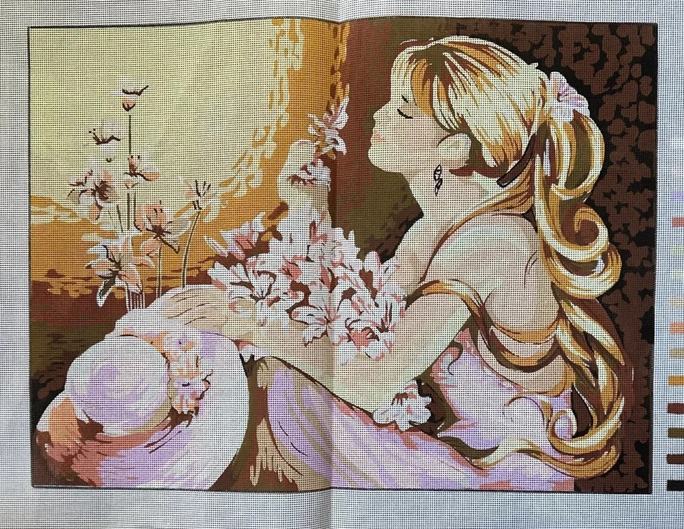 Printed needlepoint Tapestry  Orchids Canvas Only 45x60 Cm Temeljkovic - Image 1 of 4